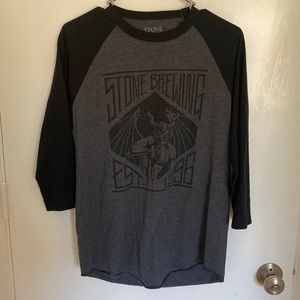 Black and Grey Size Medium Stone Brewing Company Baseball 3/4 sleeve tee